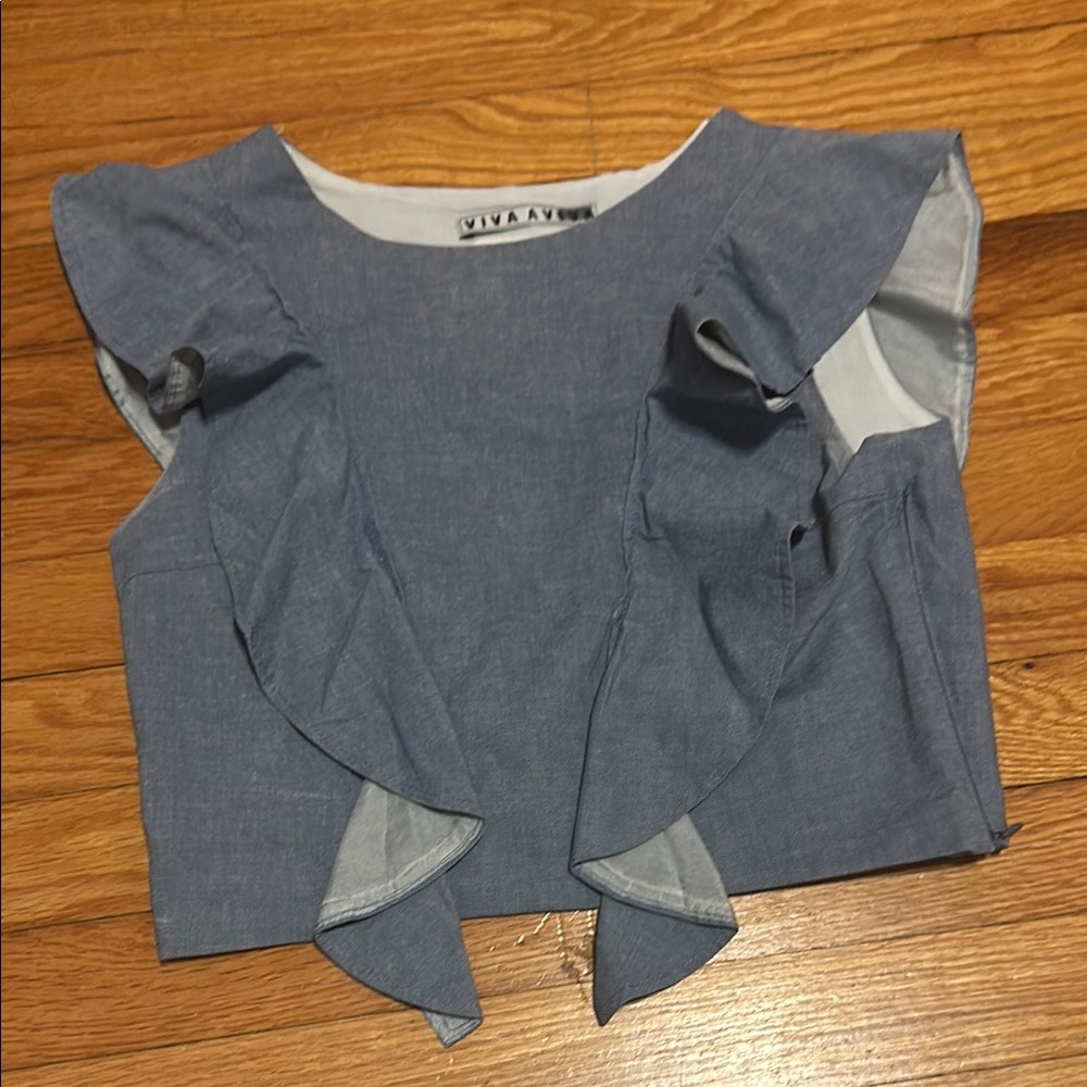 Gray Casual Blouse with Unique Front Flap Design